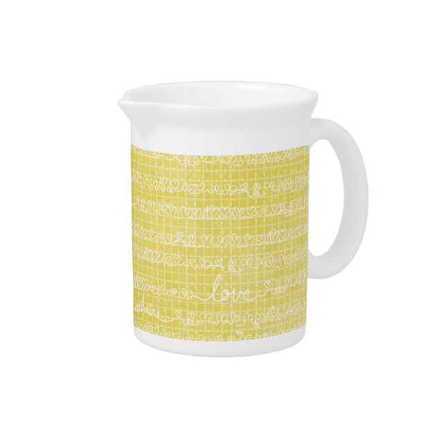 Yellow Love Words Pitcher Creamer Kitchen Tea (Right)