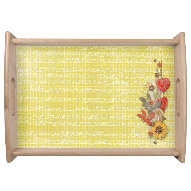 Yellow Love Words Serving Tray Tea Coffee (Front)