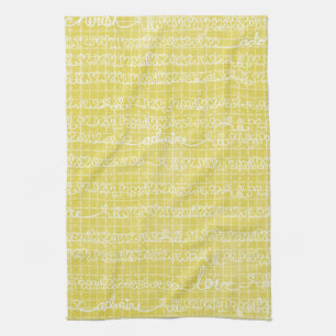 Yellow Love Words Tea Towel Kitchen Towel