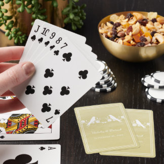 Yellow Lovebird Floral Wedding Playing Cards