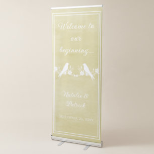 Yellow Lovebird Floral Wedding Retractable Banner