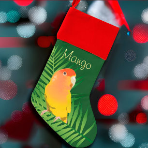 Yellow Lovebird Pet Bird Name Cute Green Holiday Christmas Stocking
