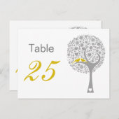 Yellow Lovebirds Whimsical Wedding table numbers (Front/Back)