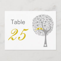 Yellow Lovebirds Whimsical Wedding table numbers