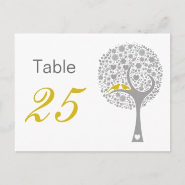 Yellow Lovebirds Whimsical Wedding table numbers