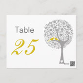 Yellow Lovebirds Whimsical Wedding table numbers (Back)