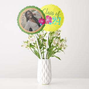 Yellow Luau Graduation Photo Back Centerpiece Balloon