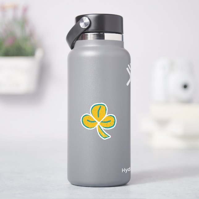 Yellow Lucky Clover Shamrock St. Patrick`s Day Sticker (HydroFlask)