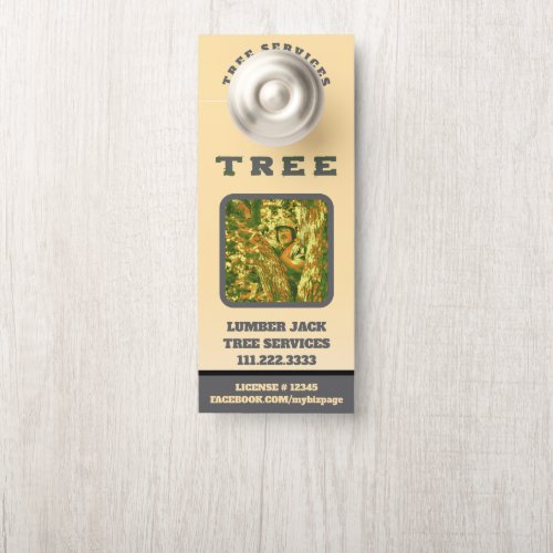 *~* Yellow Lumber Jack TREE  QR Tree Services Door Door Hanger