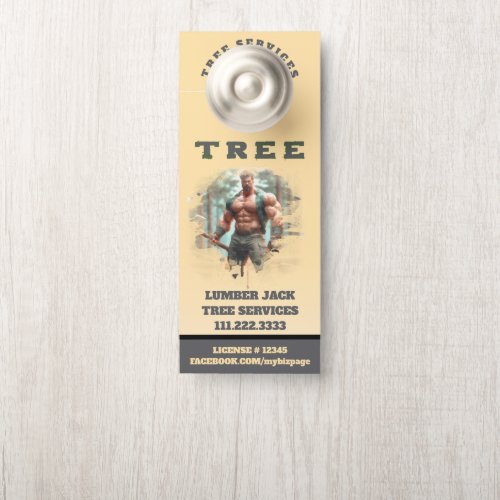 *~* Yellow Lumber Jack TREE  Services QR Door Door Hanger