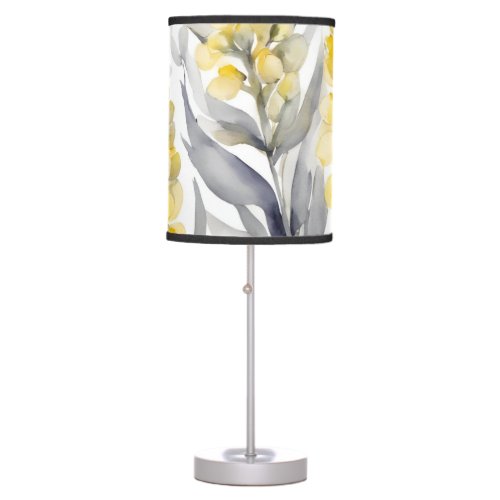 Yellow Lupin Flowers Watercolor Floral Design Table Lamp