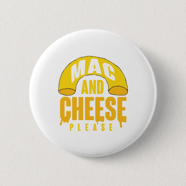 Yellow Macaroni Cheese for kids Mac and Cheese Button (Front)