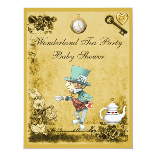 Mad Hatter Tea Party Baby Shower Invitations 8