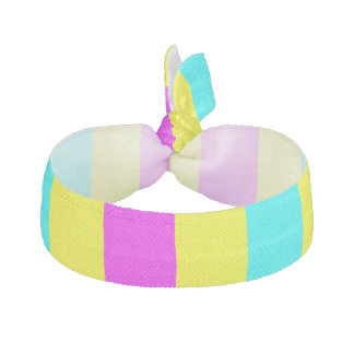 Yellow Magenta and Aqua Stripes Elastic Hair Tie
