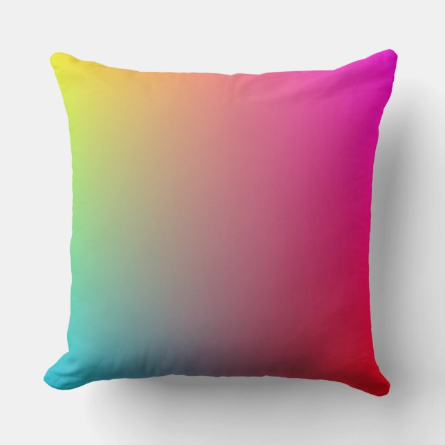 Yellow, Magenta, Blue and Red Gradient  Throw Pillow (Front)