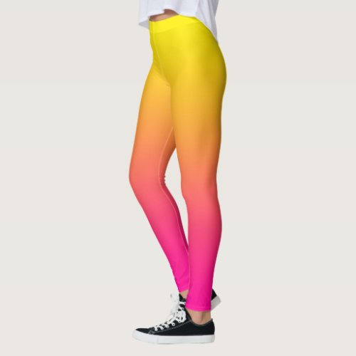 Yellow Magenta Rose Gradient Leggings