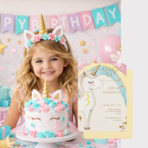 Yellow Magical Day Unicorn Girl Birthday Party