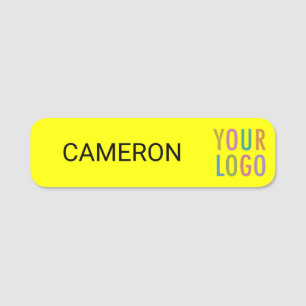 Yellow Magnetic Name Tag Business Logo 3.5 inch