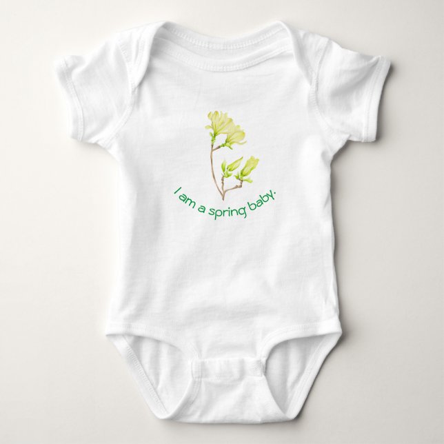 Yellow Magnolias on a Baby Bodysuit (Front)
