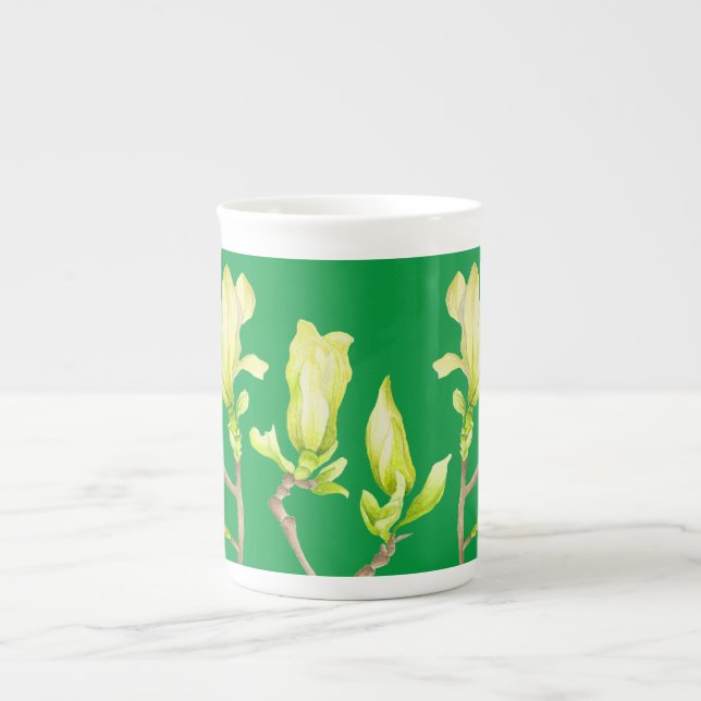 Yellow Magnolias on a Bone China Mug (Front)