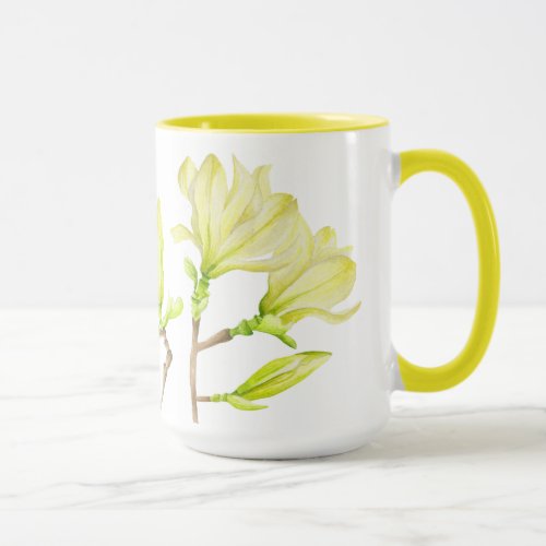 Yellow Magnolias on a Combo Mug W _ 15 oz