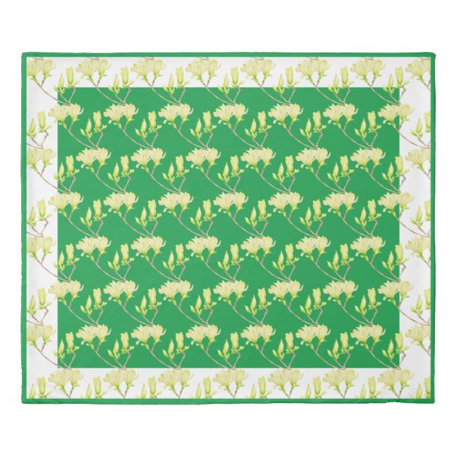 Yellow Magnolias on a King Size Duvet Cover (Front)
