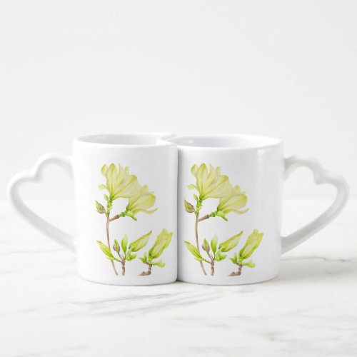 Yellow Magnolias on a Lovers Mug Set