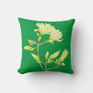 Yellow Magnolias on a Square Pillow