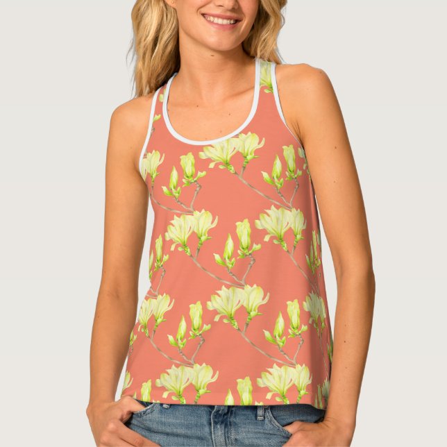 Yellow Magnolias on a Women's Tank Top (Front)