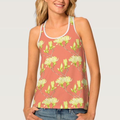 Yellow Magnolias on a Womens Tank Top