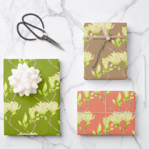 Yellow Magnolias on a Wrapping Paper Set