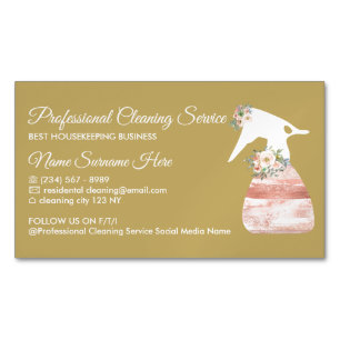 Yellow Maid Spray Flower Glamour Cleaning Business Card Magnet