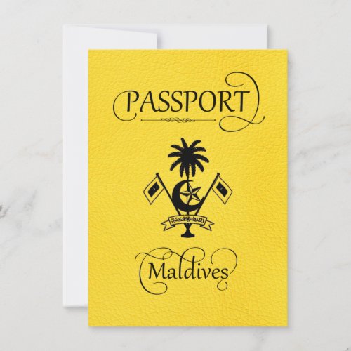 Yellow Maldives Passport Save the Date Card