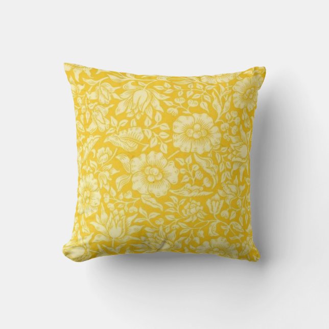 Yellow Mallow Throw Pillow (Front)