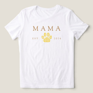 Yellow Mama Gingham Paw Print Birthday Tri-Blend Shirt