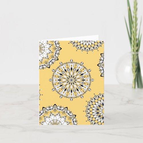 Yellow Mandala 2 Folded Greeting Card