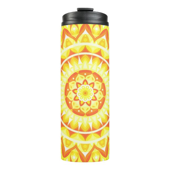 Yellow Mandala Bright Sunshine Travel Boho Pattern Thermal Tumbler (Front)