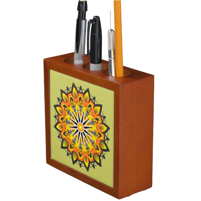 Yellow Mandala Desk Organizer (In Situ)