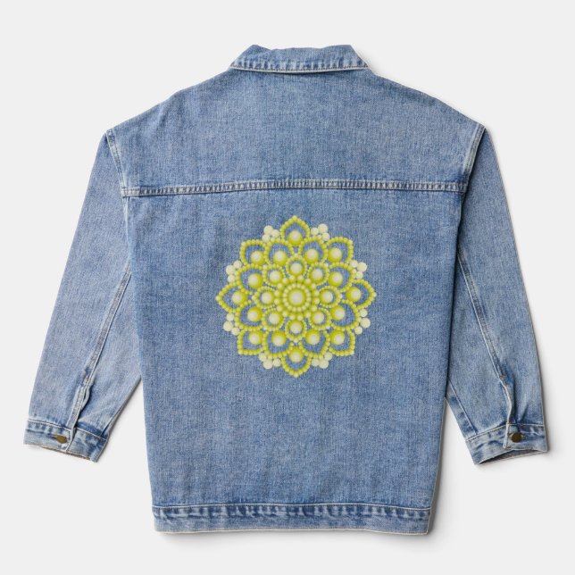 Yellow Mandala Flower Denim Jacket (Back)