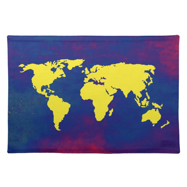 yellow map of the world placemat (Front)