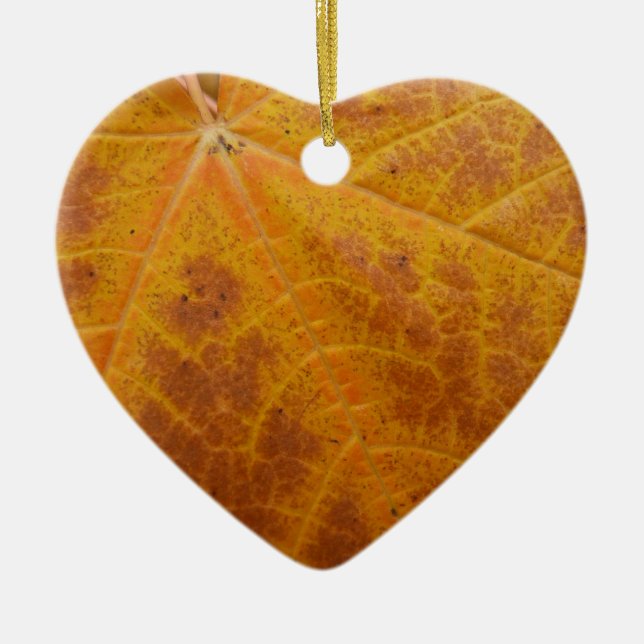 Yellow Maple Leaf Autumn Abstract Nature Ceramic Ornament (Front)