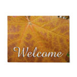Yellow Maple Leaf Autumn Abstract Nature Doormat