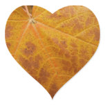Yellow Maple Leaf Autumn Abstract Nature Heart Sticker