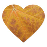 Yellow Maple Leaf Autumn Abstract Nature Heart Sticker