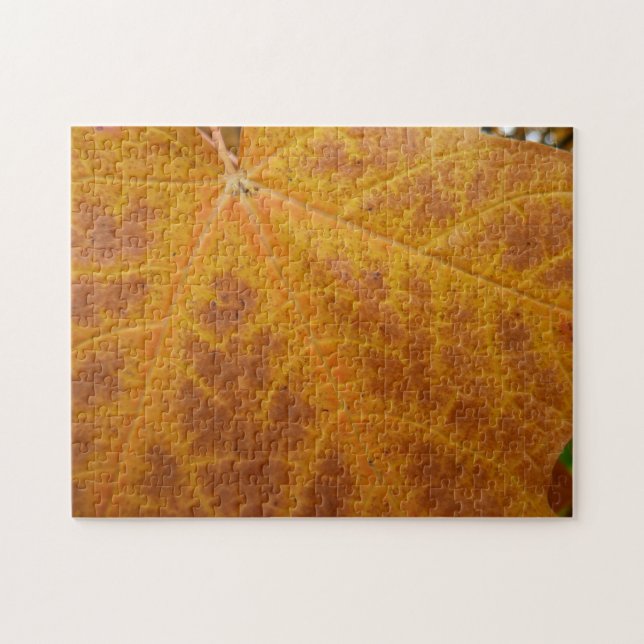 Yellow Maple Leaf Autumn Abstract Nature Jigsaw Puzzle (Horizontal)