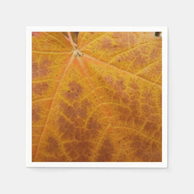 Yellow Maple Leaf Autumn Abstract Nature Paper Napkins (Front)