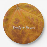 Yellow Maple Leaf Autumn Abstract Nature Paper Plates