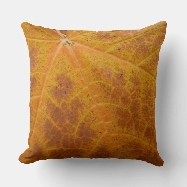 Yellow Maple Leaf Autumn Abstract Nature Throw Pillow (Front)