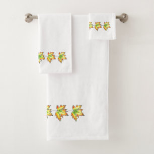 Yellow Maple Leaf, botanical design Bath Towel Set