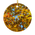 Yellow Maple Leaves and Blue Sky Ceramic Ornament